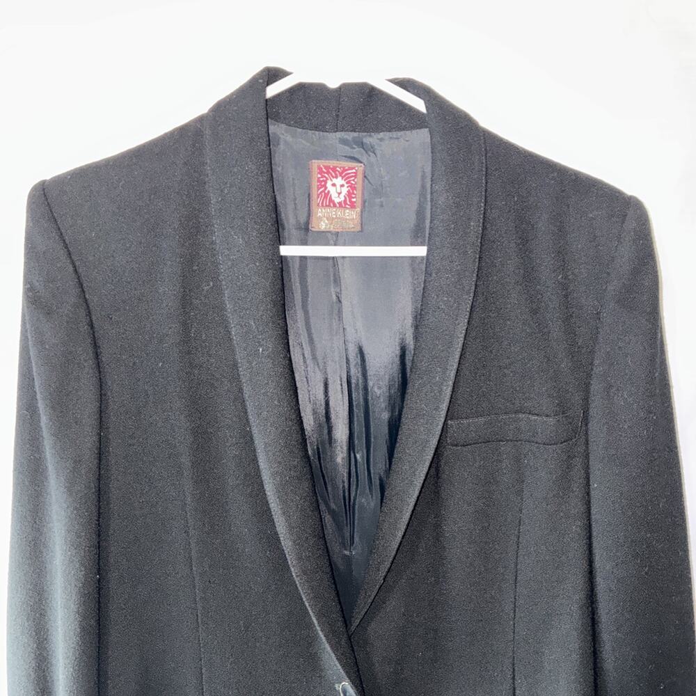 Vintage Anne Klein 100% Wool Blazer Black Size 10 Single Button